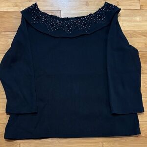 Rafaella Black Top with Beaded Details